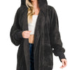 Zenana Hooded Faux Fur Jacket with Pockets - BLACK