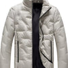 Men's Plus Size Warm Padded Stand Collar Puffer Jacket - Khaki