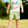 Children's Excavator Round Neck Top and Shorts Set - Lime