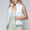Snobbish Zip Up Quilted Hooded Vest - White