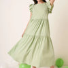 Mittoshop Ruffle Short Sleeve Tiered Maxi Dress - SAGE