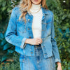 Veveret Button Up Raw Hem Denim Jacket - MEDDENIM