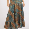 Mittoshop Paisley Patchwork Print Satin Maxi Skirt - Teal Green