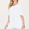 Basic Bae Full Size V-Neck Drop Shoulder T-Shirt and Shorts Set - White
