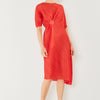 Marina West Swim Pleated Dolman Sleeve Dress - Deep Orange