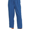 Zenana Woven Crepe Elastic Band Waist Pants - LT NAVY