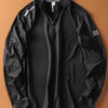 Men's Plus Size Quarter-Zip Long Sleeve Sweatshirt - Black