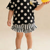 Children's Polka Dot Top and Ruffle Trim Shorts Set - Black