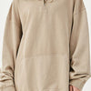 Men's Washed Quarter-Zip Hoodie with Kangaroo Pocket - Khaki