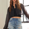 ADORA See Through Crop Shirt - BLACK