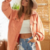 BiBi Washed Button Up Shacket with Chest Pockets - Pumpkin