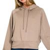 Zenana Drawstring Scuba Hoodie - COCOA