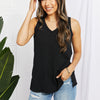 Blumin Apparel Chance of Sun Full Size Ribbed V-Neck Tank in Black - Black