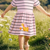Children's Striped Unicorn Short Sleeve Casual Dress - Blush Pink