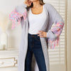 Woven Right Fringe Sleeve Dropped Shoulder Cardigan - Cloudy Blue