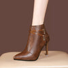Pointed-Toe Stiletto Ankle Boots - Coffee