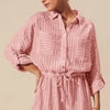SO ME Textured Knit Button Front Romper - DUSTY PINK