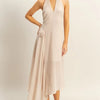 HYFVE Chiffon Halter Asymmetrical Hem Dress - CHAMPAGNE