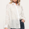 And The Why Eyelet Long Sleeve Button Down Shirt - WHITE