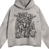 Men's Graphic Long Sleeve Hoodie - Destroy Gray