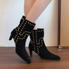 Point Toe Kitten Heels Boots - Black