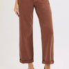 RISEN Full Size Tummy Control Mid Rise Ankle Barrel Baggy Plus Size - COCOA