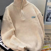 Men's Half-Zip Long Sleeve Sweater - Apricot