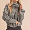 Aemi + Co Exposed Seam Half Zip Sweatshirt with Pockets - Dark Gray