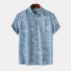 Men's Printed Short Sleeve Button-Up Shirt - Light Blue