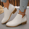 Classic Block Heel Ankle Boots - White