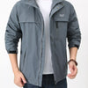 Men's Plus Size Zip Up Windproof Hooded Jacket - Grey