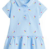 Children's Button Detail Short Sleeve Dress - Pastel Blue