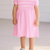 Children's Smocked Bodice Peter Pan Collar Dress - Pink