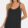 Zenana Woven Double Spaghetti Strap V-Neck Cami - BLACK