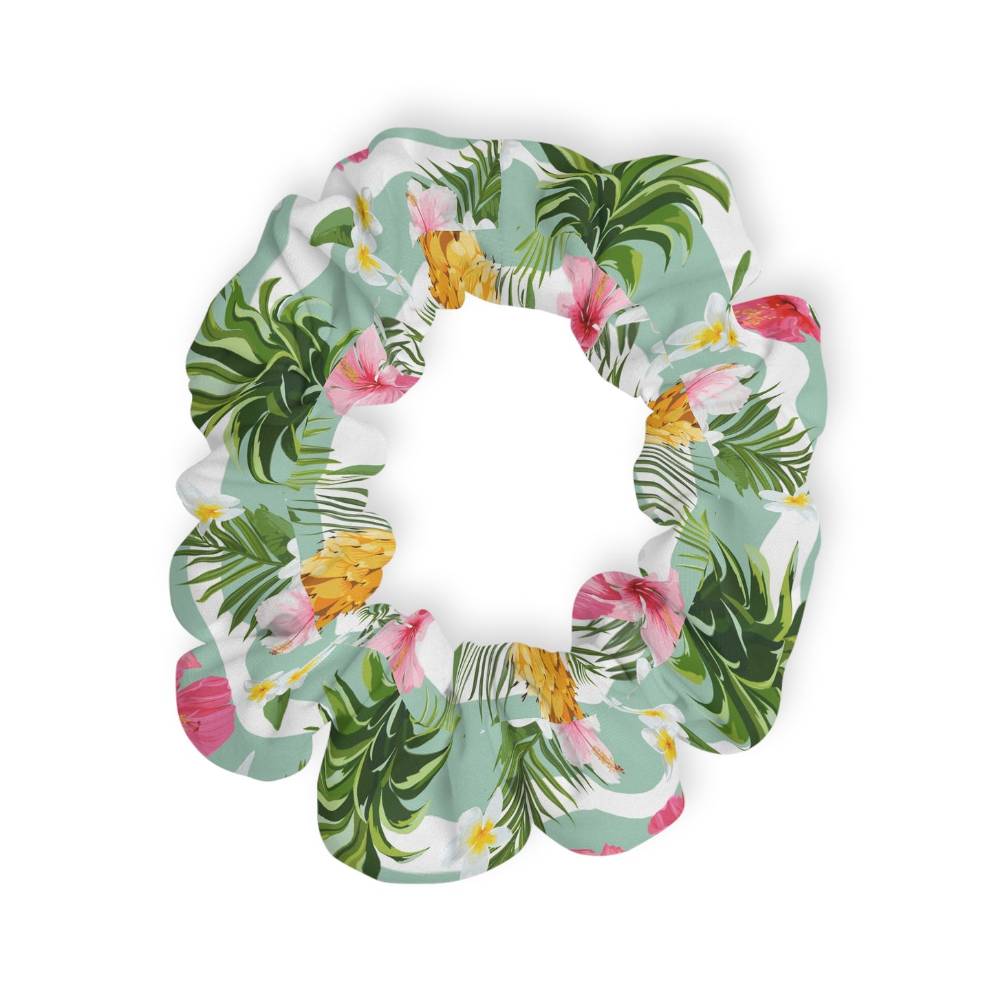 Tropical Floral Scrunchie, Hair Accessories, Summer Style, Gift for Her, Boho Hair Tie, Festival Hair, Beach Vibes