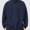 Men's Plus Size Turtleneck Long Sleeve Sweatshirt - Deep Navy Blue