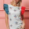 BiBi American Flag Sequin Stars Top - OFF WHITE