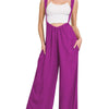 Zenana Woven Tie Back Suspender Jumpsuit - LT PLUM