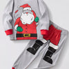 Children's Christmas Santa Round Neck Pajama Set - Light Gray