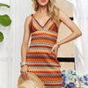 ADORA Contrast Striped V-Neck Mini Dress - Orange Multicolor