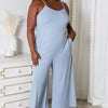 Basic Bae Full Size Spaghetti Strap V-Neck Jumpsuit - Light Blue