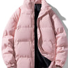 Men's Plus Size Zip Up Stand Collar Puffer Jacket - Dusty Pink