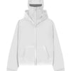 Men's Zip Up Long Sleeve Hoodie with Mask - White
