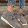 Lace Up Wedge Ankle Boots - Grey