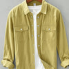 Men's Plus Size Button Up Long Sleeve Shirt - Yellow