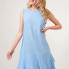 And The Why Washed Fringe Detail Tiered Dress - Baby Blue
