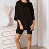Basic Bae Full Size Soft Rayon Three-Quarter Sleeve Top and Shorts Set - Black