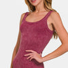 Zenana Ribbed Scoop Neck Tank - Burgundy