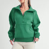 Aemi + Co Half Zip Raglan Sleeve Sweatshirt with Kangaroo Pocket - Lily Pad