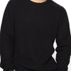 Men's Full Size Round Neck Long Sleeve Sweater Plus Size - Black